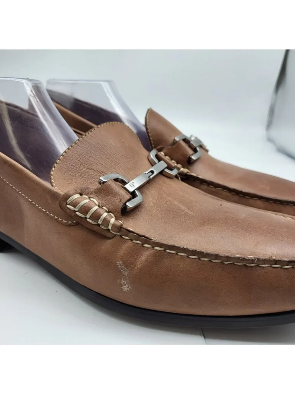 Donald J Pliner Niles Cognac Brown Leather Horsebit Slip On Loafers Men 13